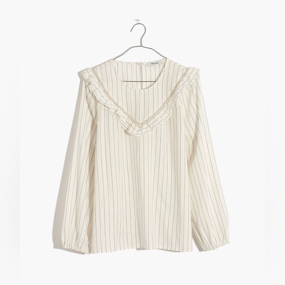 Ruffle-Yoke Prairie Top in Pinstripe NWT - Picture 2 of 4